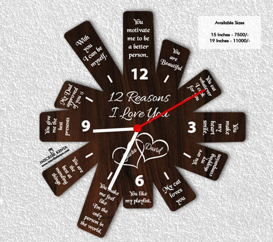 Wooden 12 Reasons Wall Clock  WC003