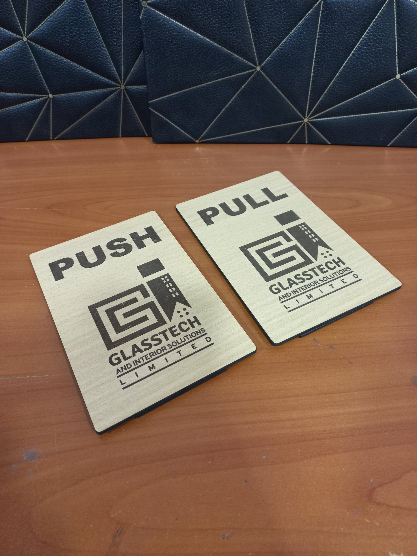 Wooden Push Pull Door Sign with your logo