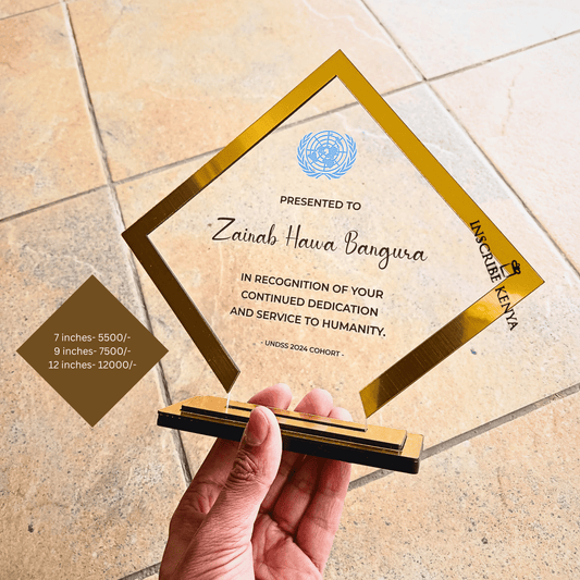 Tilt square acrylic award.