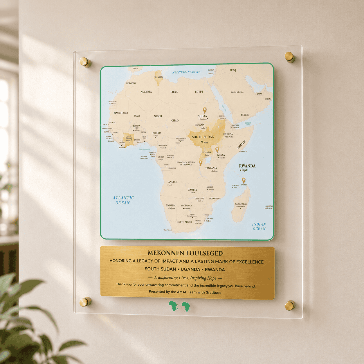 Personalized Recognition & Appreciation Wall Plaque – Africa Map Design