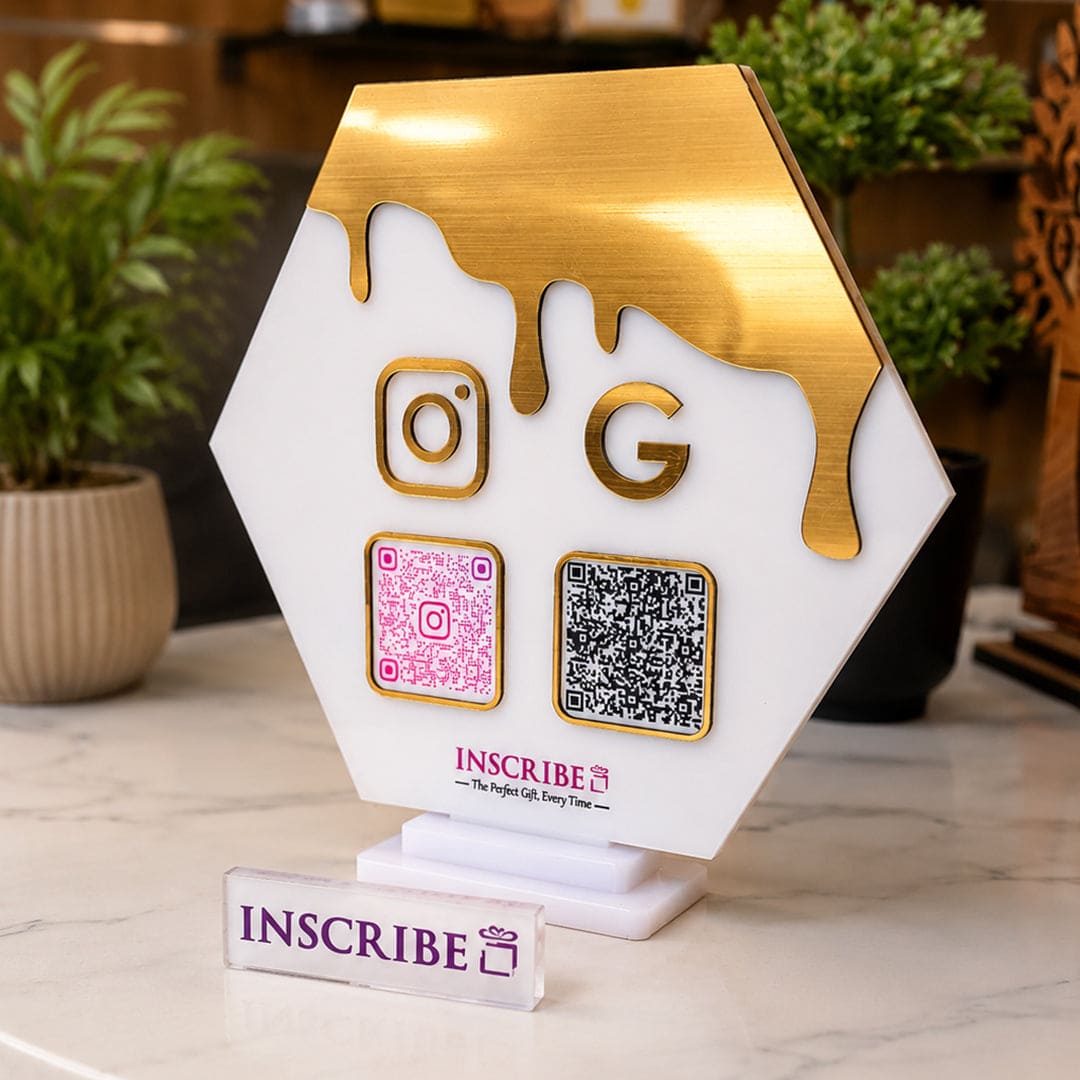 Personalized QR Code Review & Social Media Stand