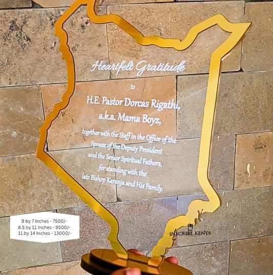 Exquisite Gold Striped Kenya-Shaped Acrylic Award Trophy