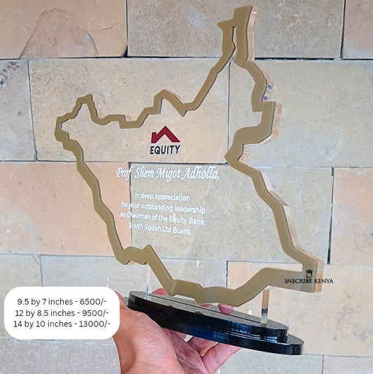 South Sudan Map shaped award trophy