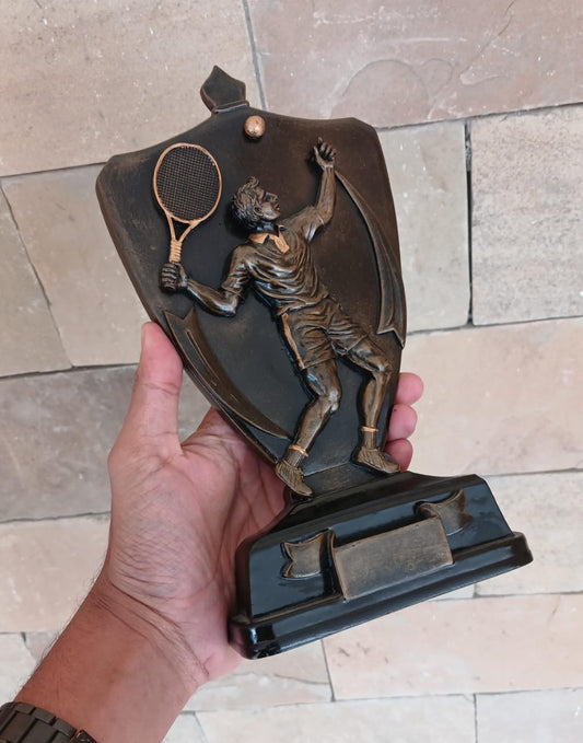 Tennis Cup Carved Metalic Trophy