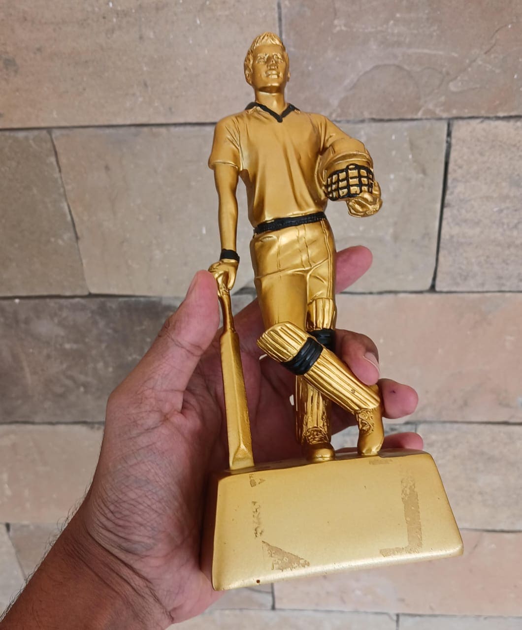 Cricket Bat Ball Metalic Carved Trophy Cup