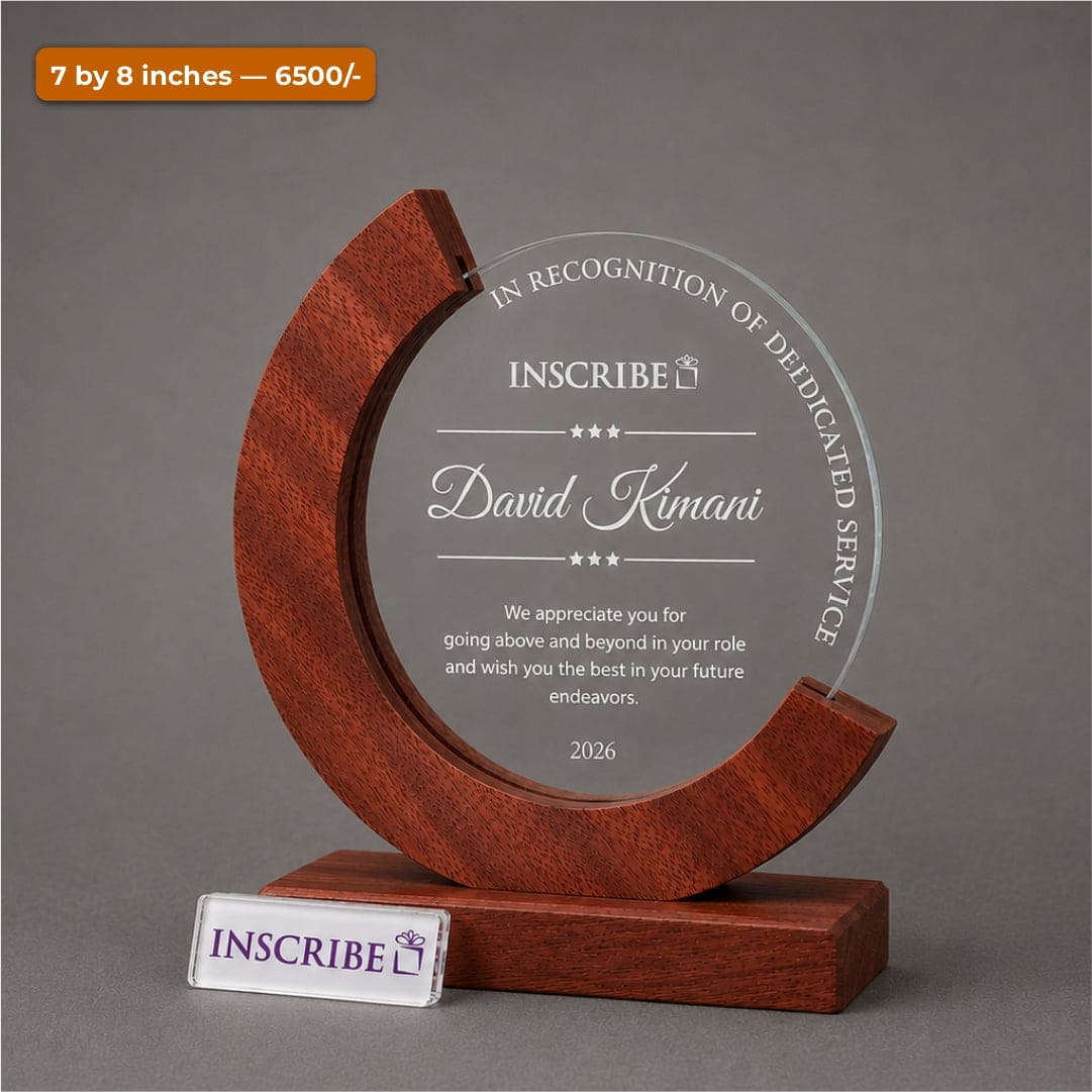 Wooden Round Crystal Glass Trophy Award