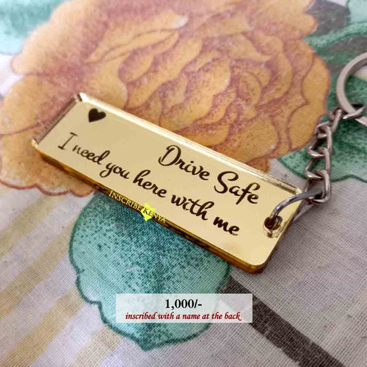Gold Acrylic Drive Safe keychain