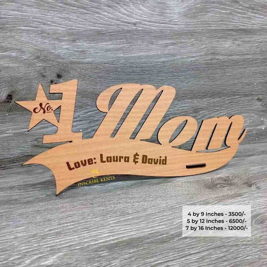 No. 1 Mom Wooden Display (7 by 12 Inches)