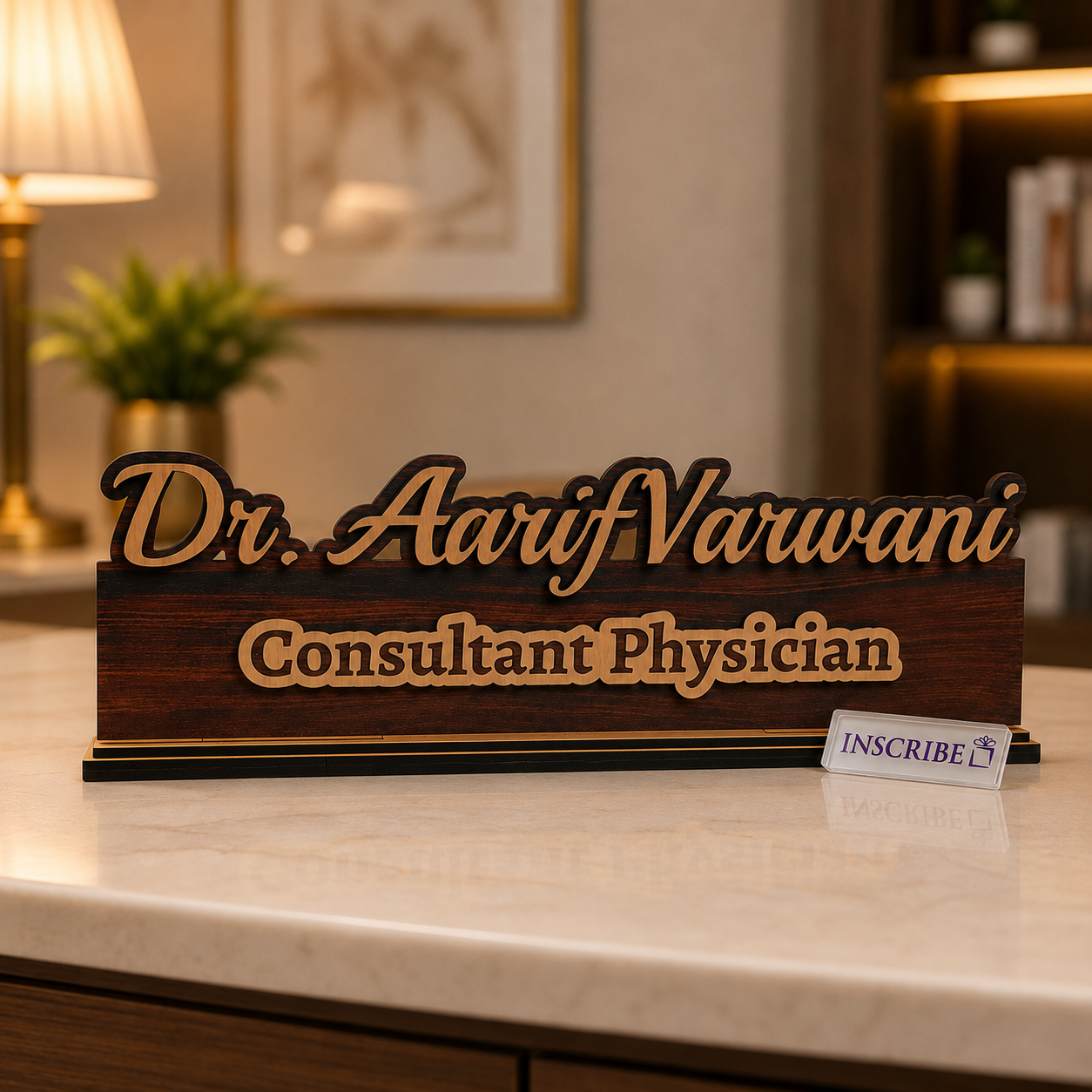Personalized Layered Wooden Desk Name Plate