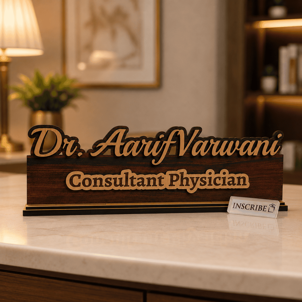 Personalized Layered Wooden Desk Name Plate