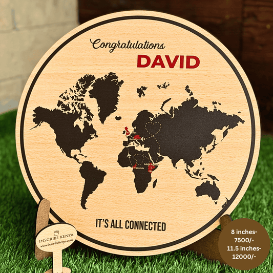 Wooden Globe Continent Plaque.