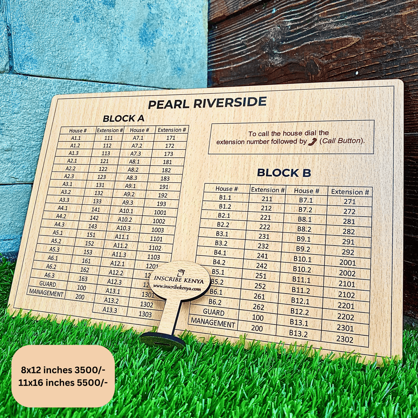 Extension Phone Line Sign wooden Indoors.