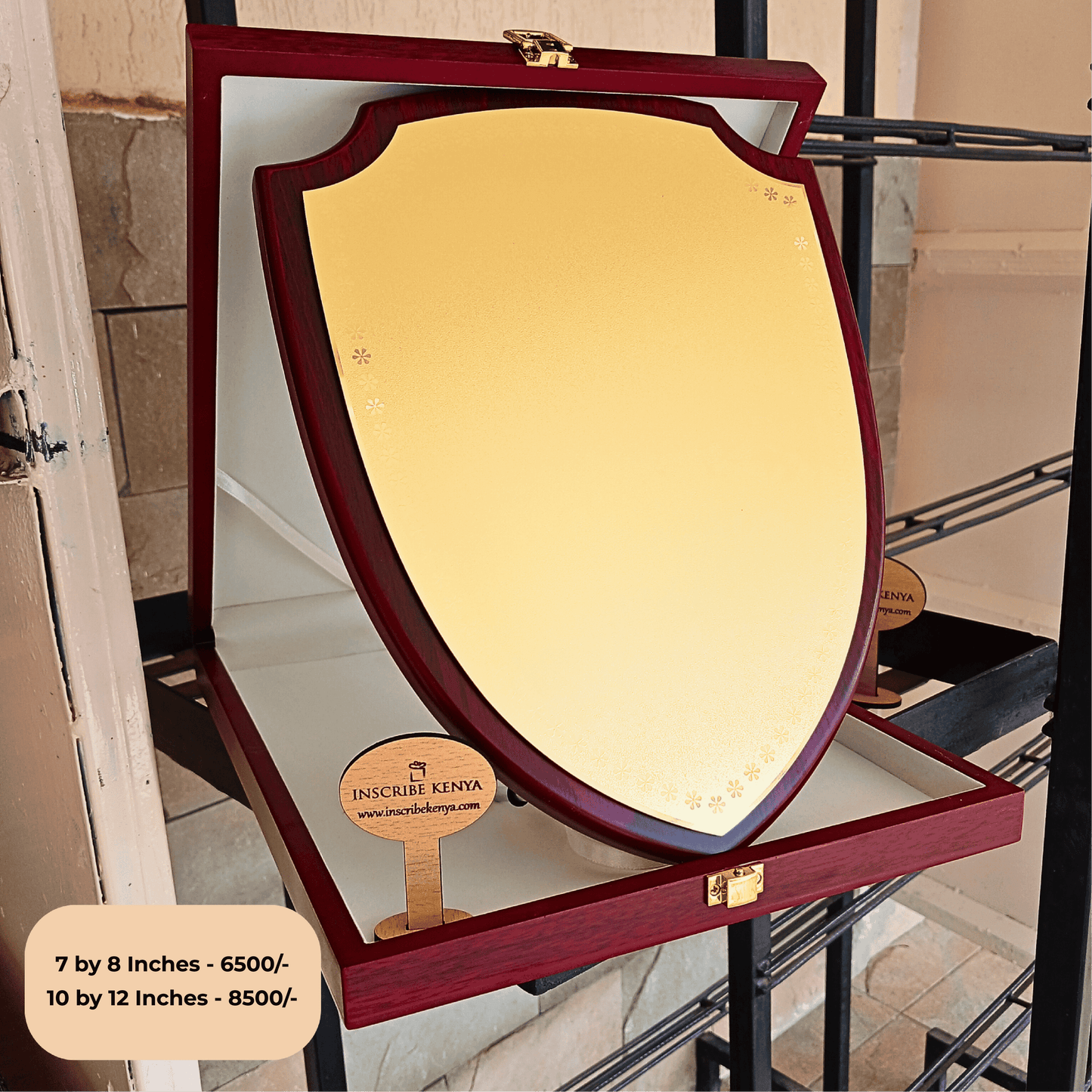 Wooden Box Shield Plaque.