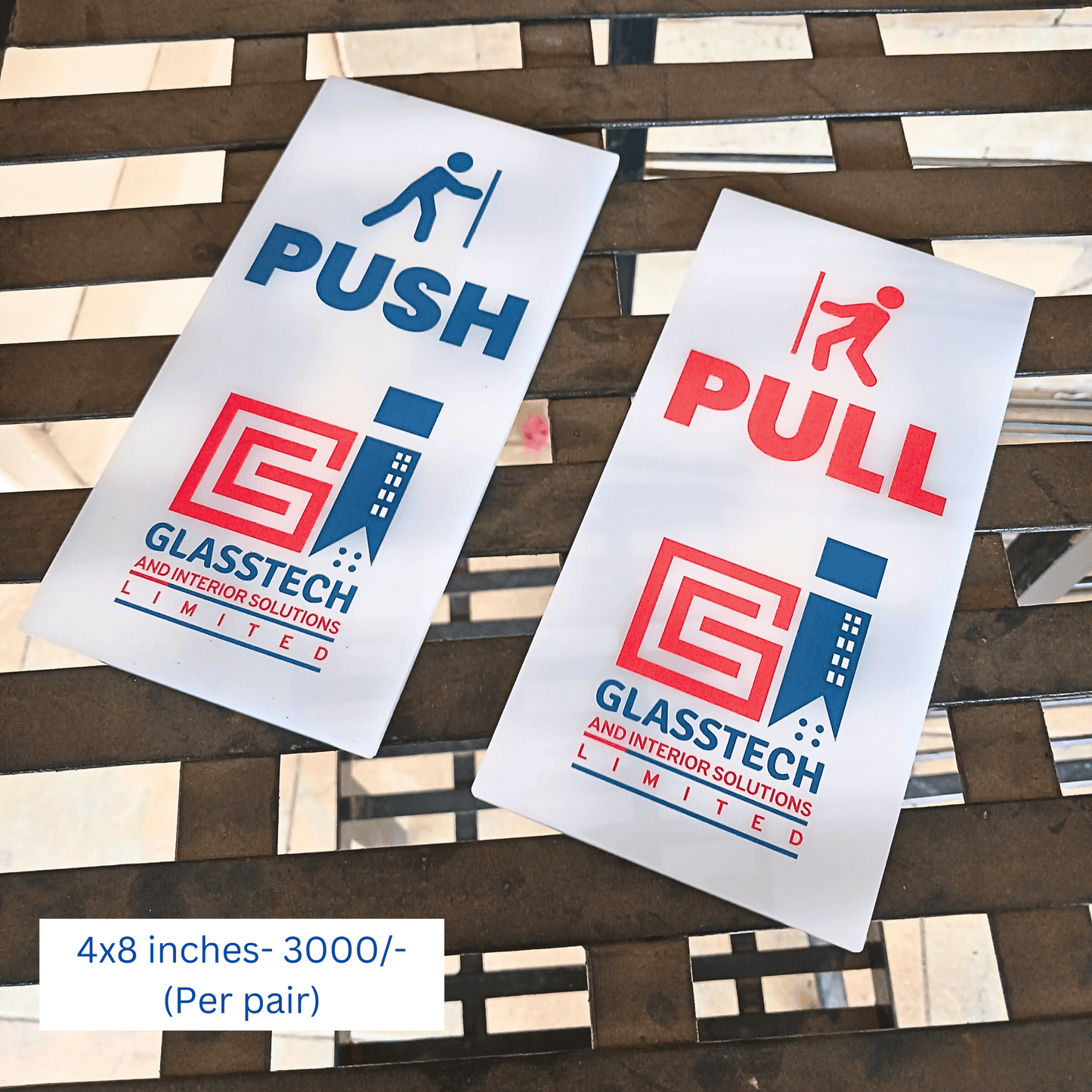 Custom Push Pull Door Sign Pair.