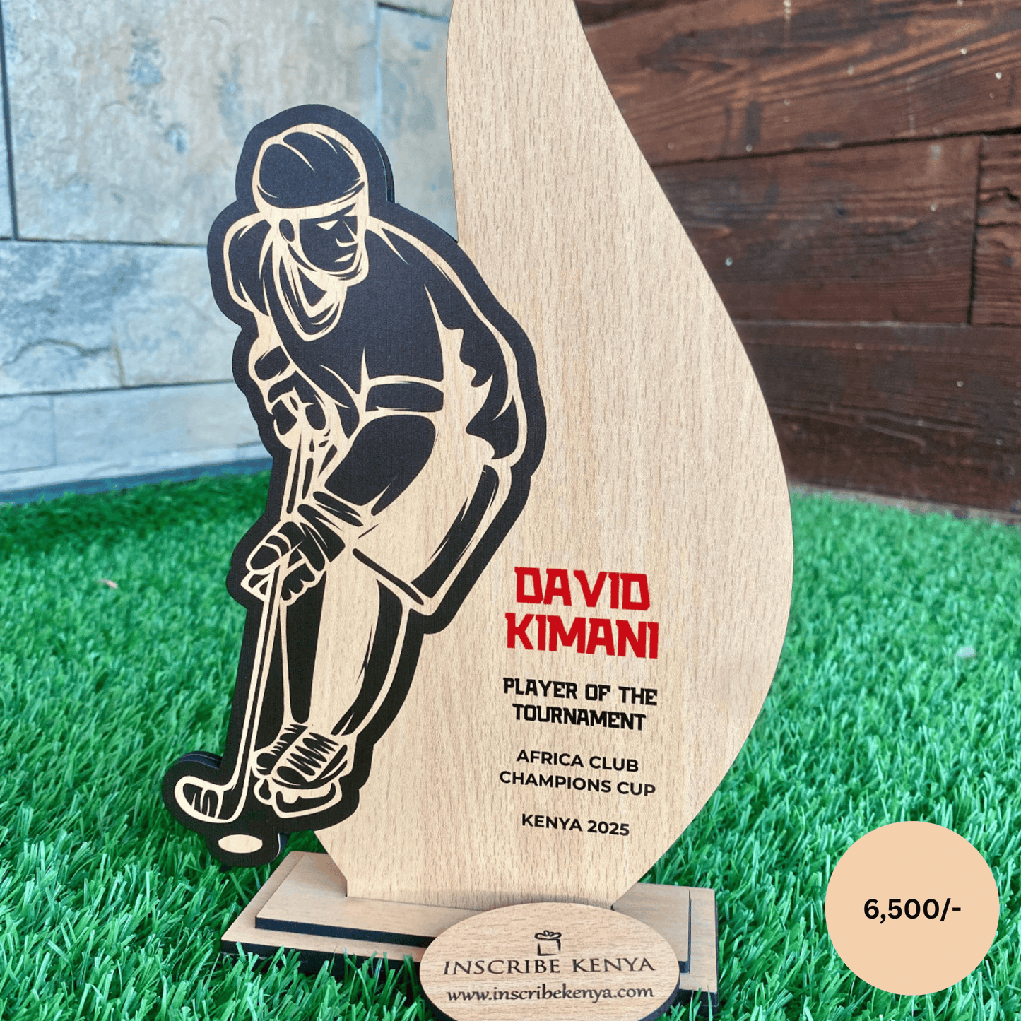 Wooden Finish Hockey Award Trophy.
