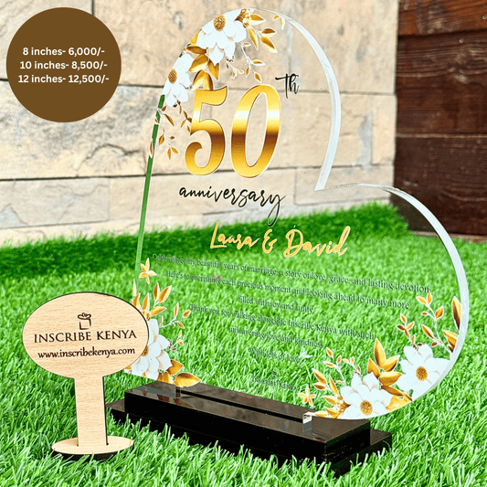 Slant heart anniversary plaque