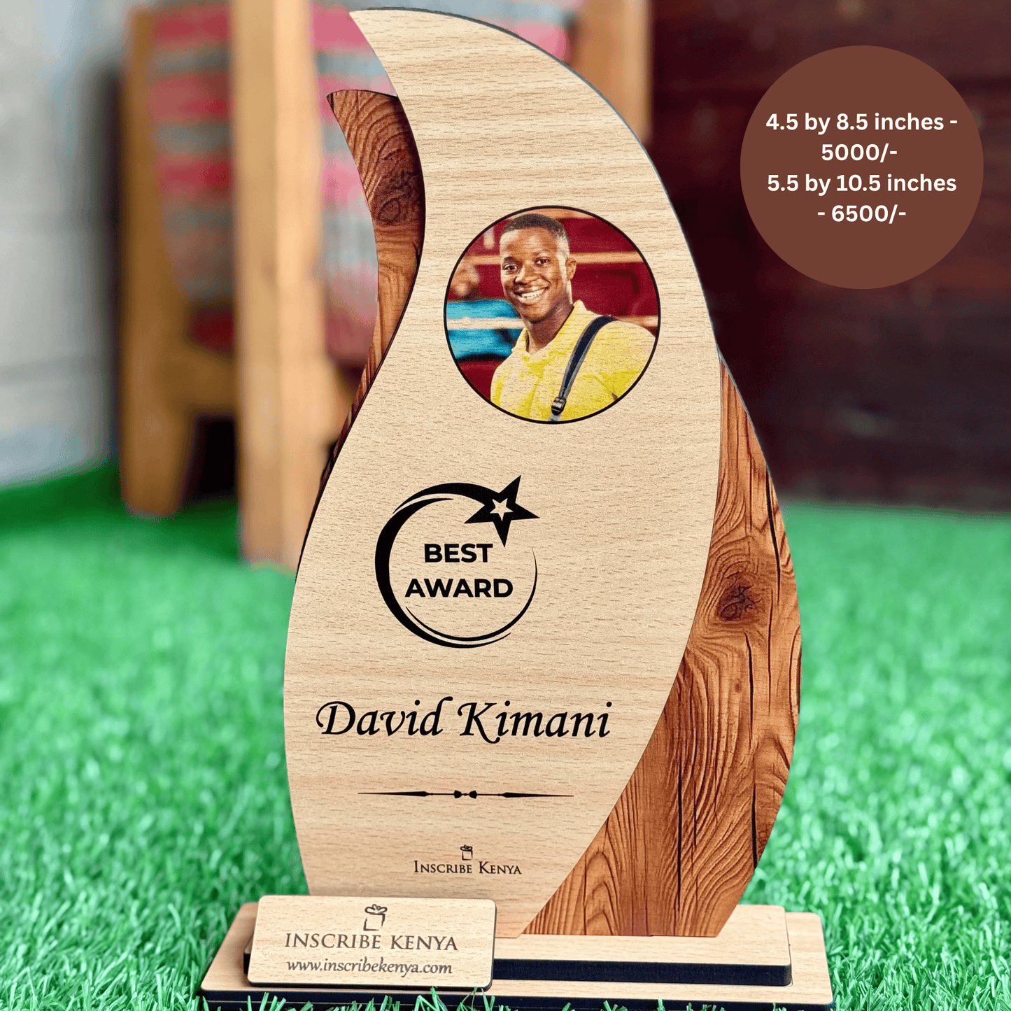 Double Wooden Effect Award Trophy.