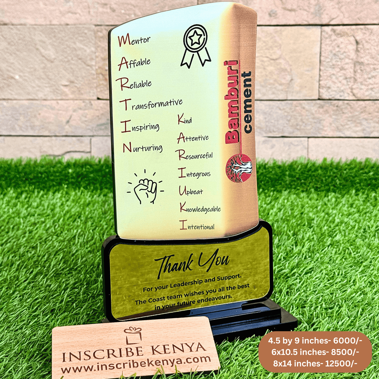 Cement Bag Shape Acrylic Award Trophy.