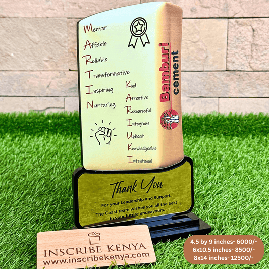 Cement Bag Shape Acrylic Award Trophy.