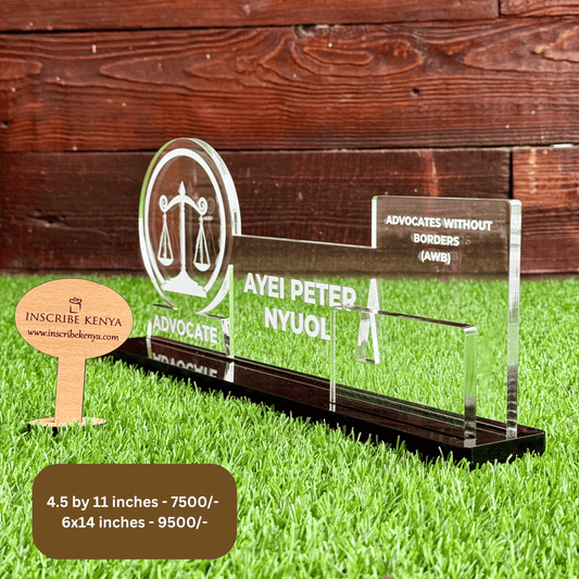Acrylic Desk Law Nameplate + Card Holder.