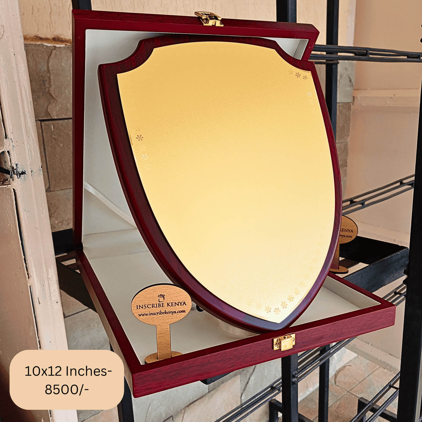 Wooden Box Shield Plaque.