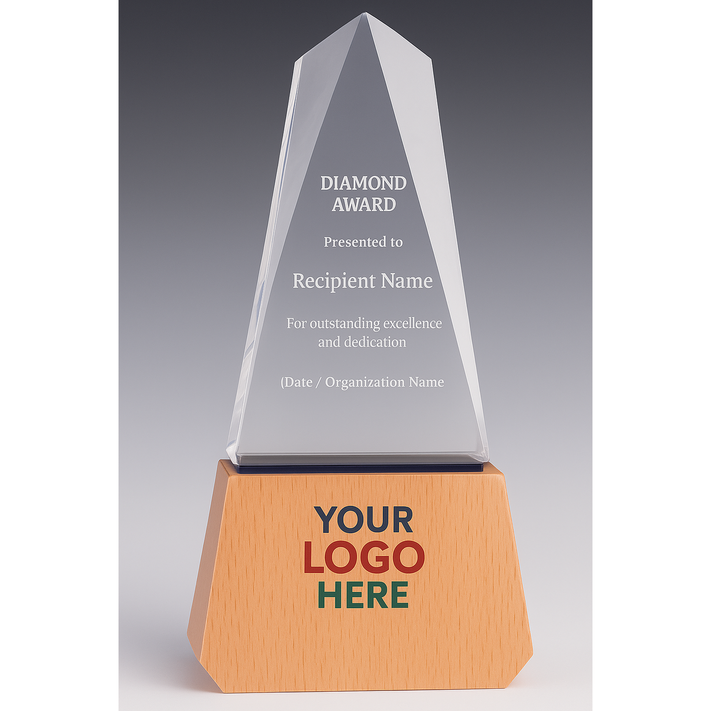 Tower Wooden Base Crystal Award Trophy HDW-236
