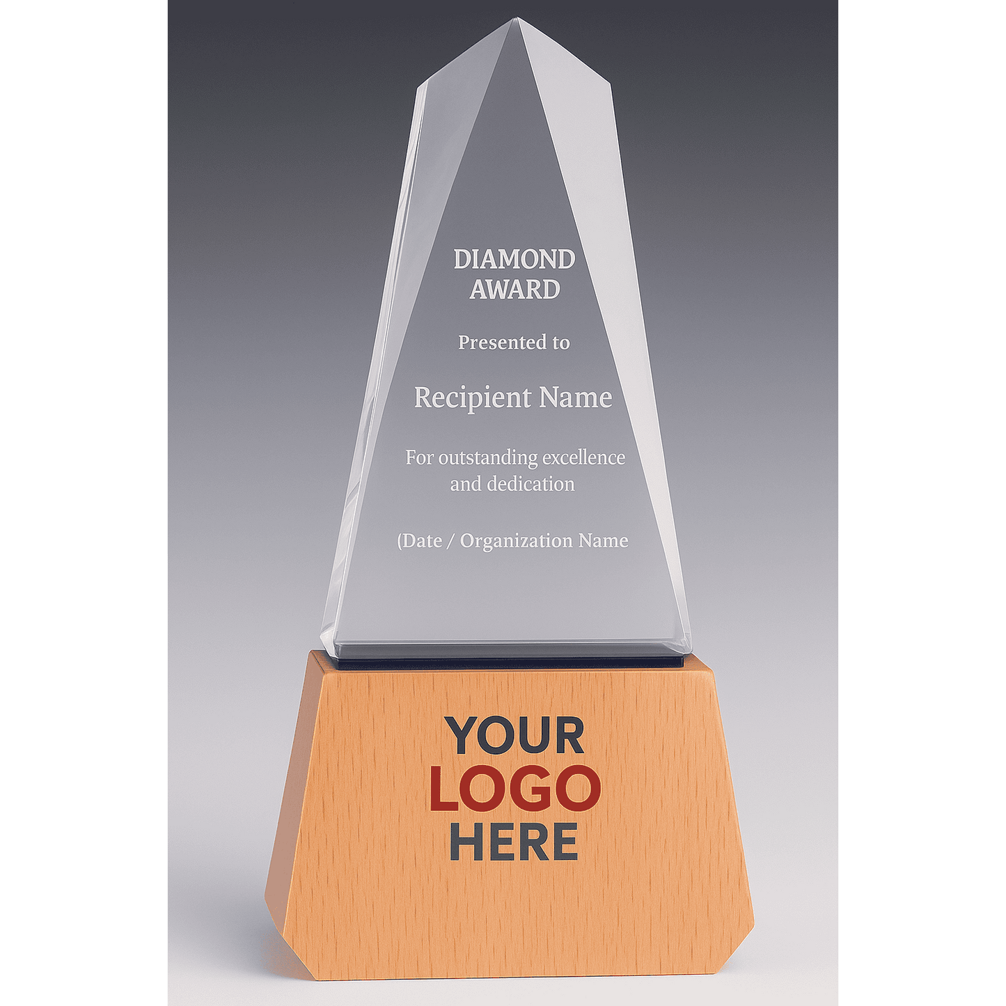 Tower Wooden Base Crystal Award Trophy HDW-236