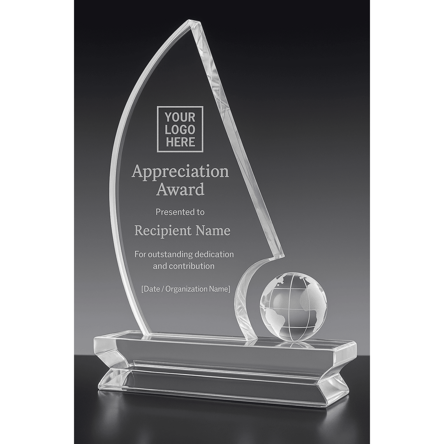 Globe Impact Crystal Award Trophy