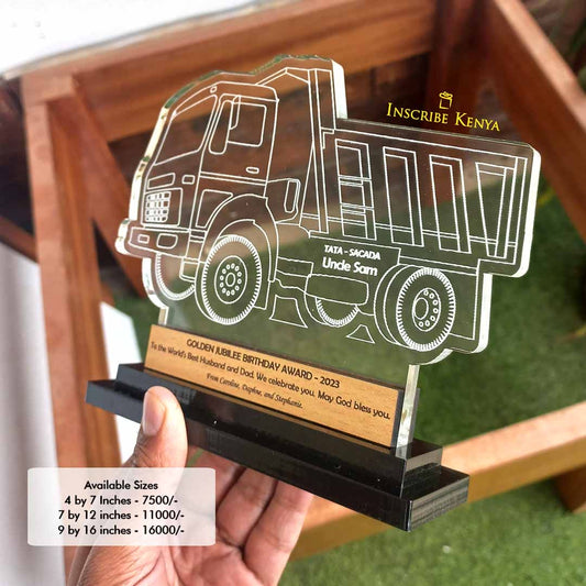 Tata Sacada Truck shaped acrylic award trophy plaque