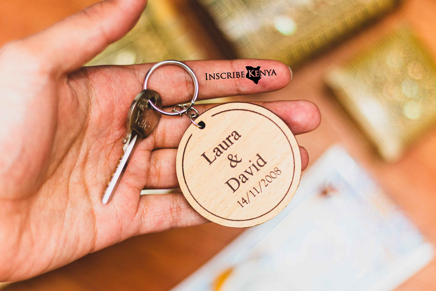 Round Wooden Keychain