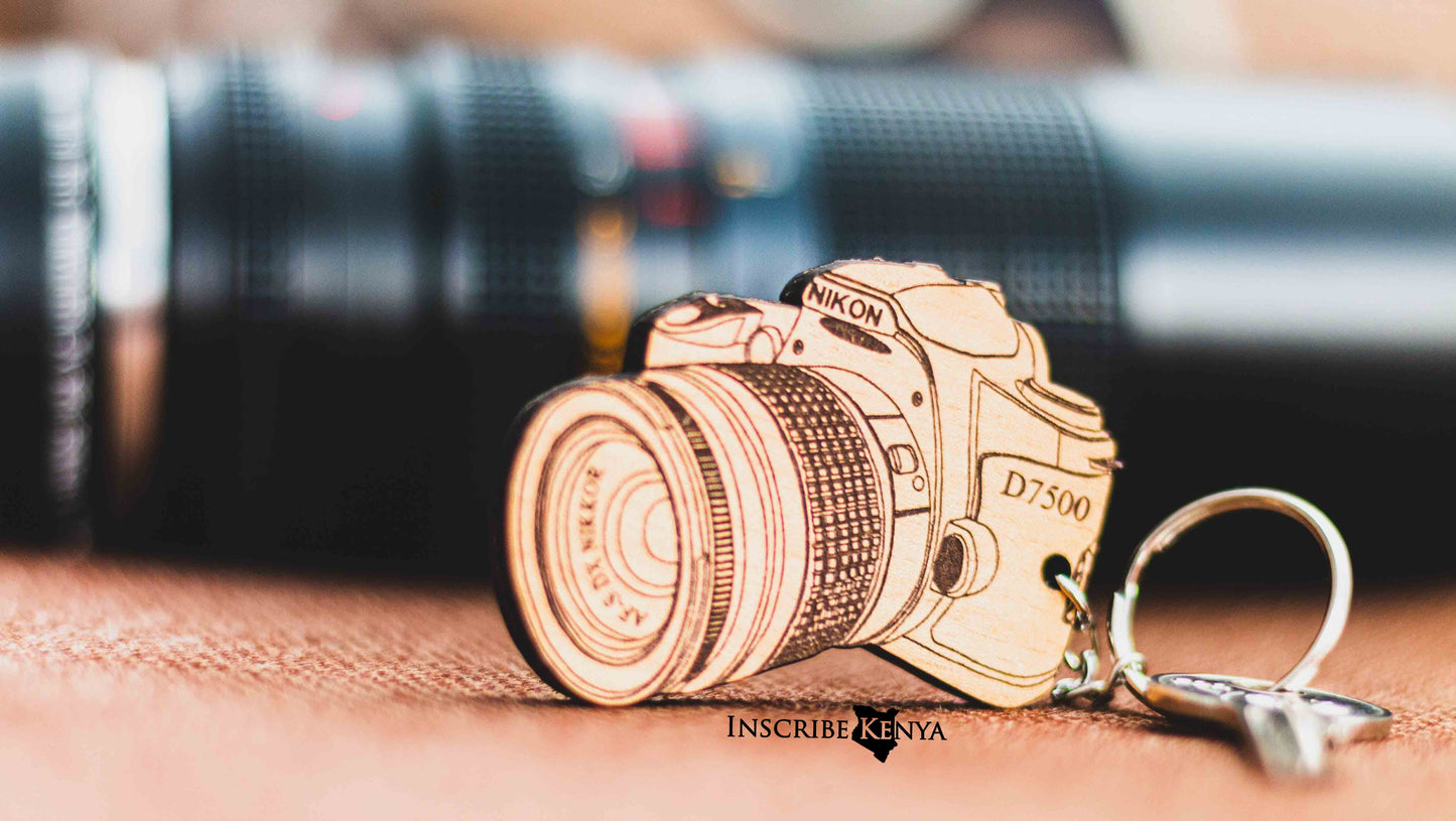 Camera Wooden Keychain