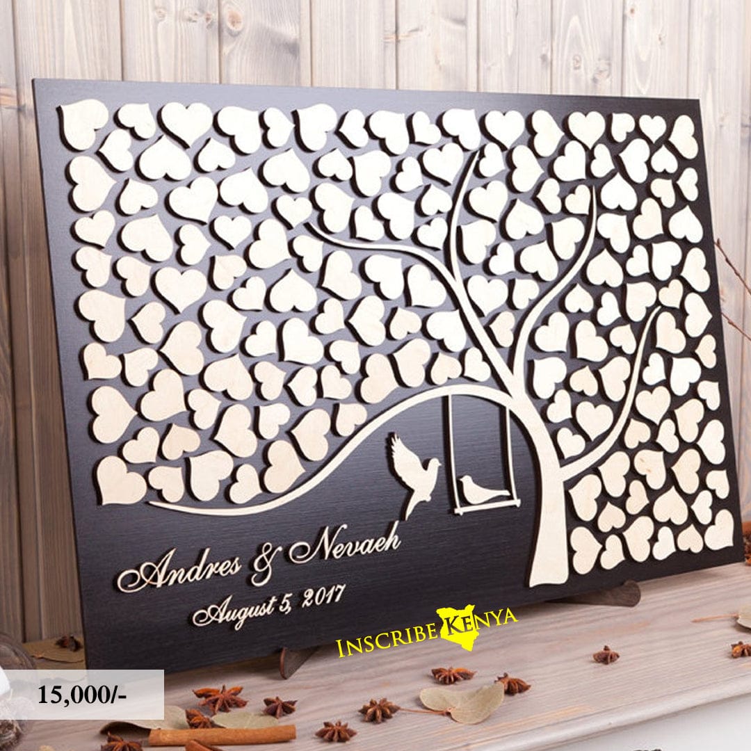 Wooden Love birds Guestbook