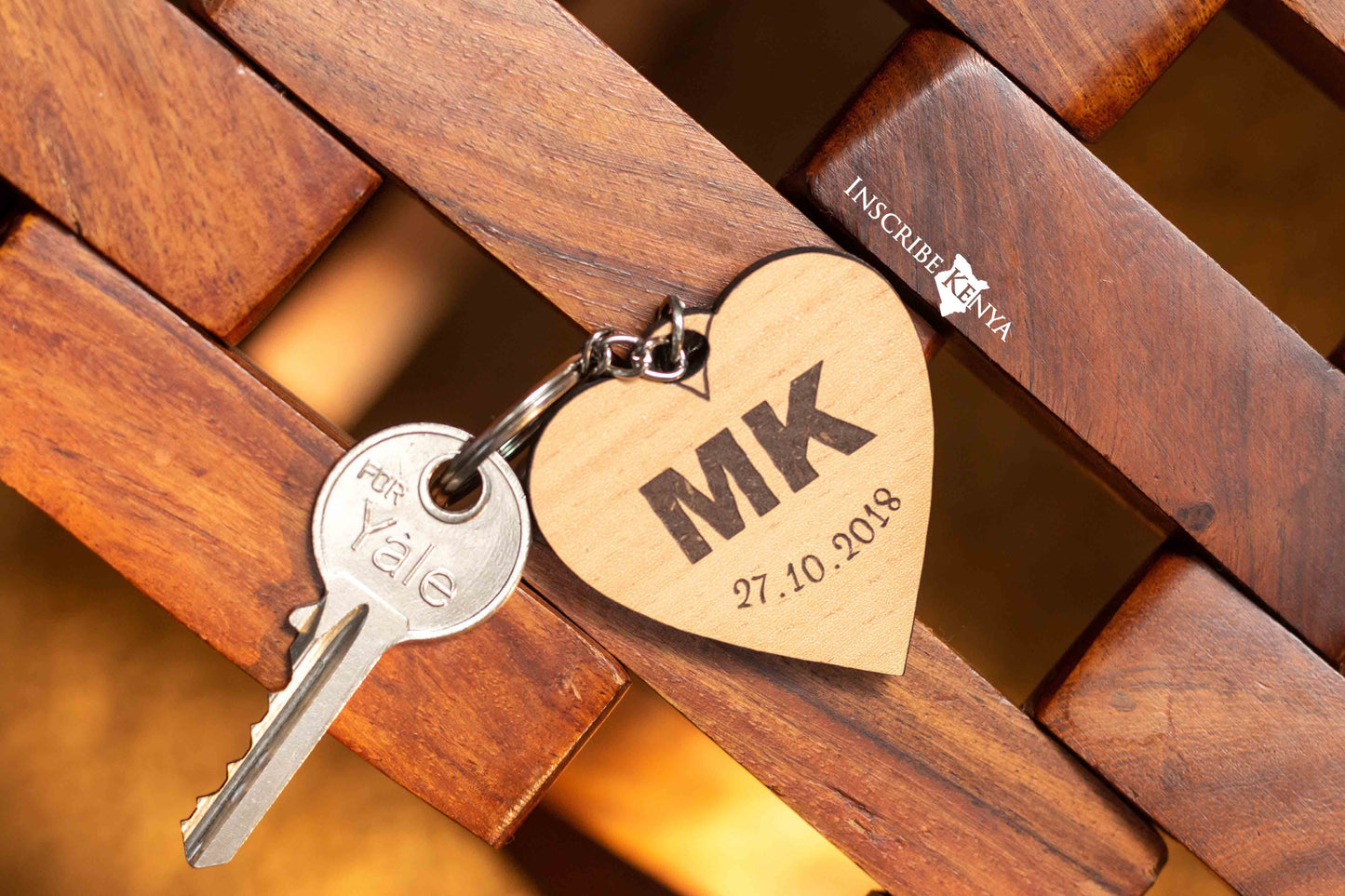 Wooden Heart Keychain