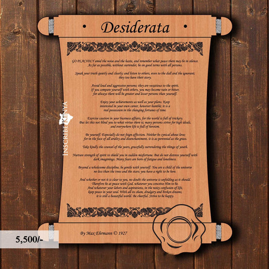 Wooden Scroll Desiderata Inscribed Message Frame MF008