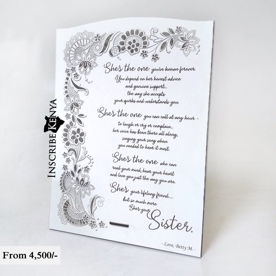 Wooden White floral sisters Inscribed Message Frame MF019