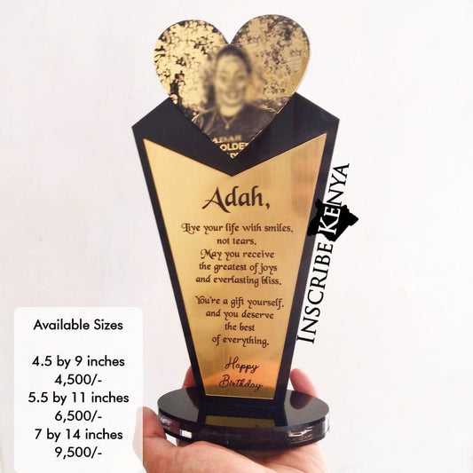 Acrylic Heart Top Plaque A029