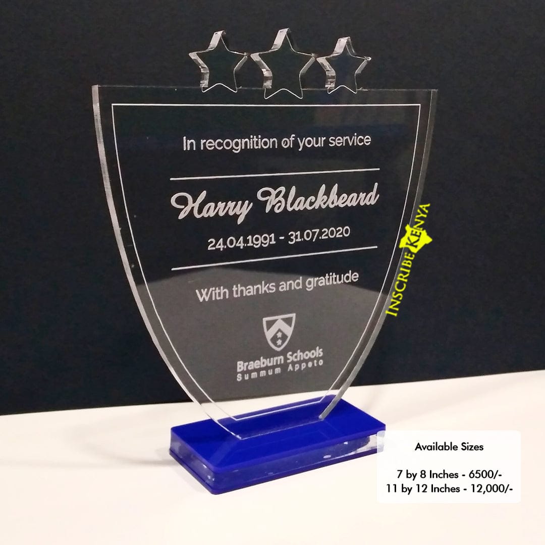 Acrylic 3-Starred Top Plaque A036