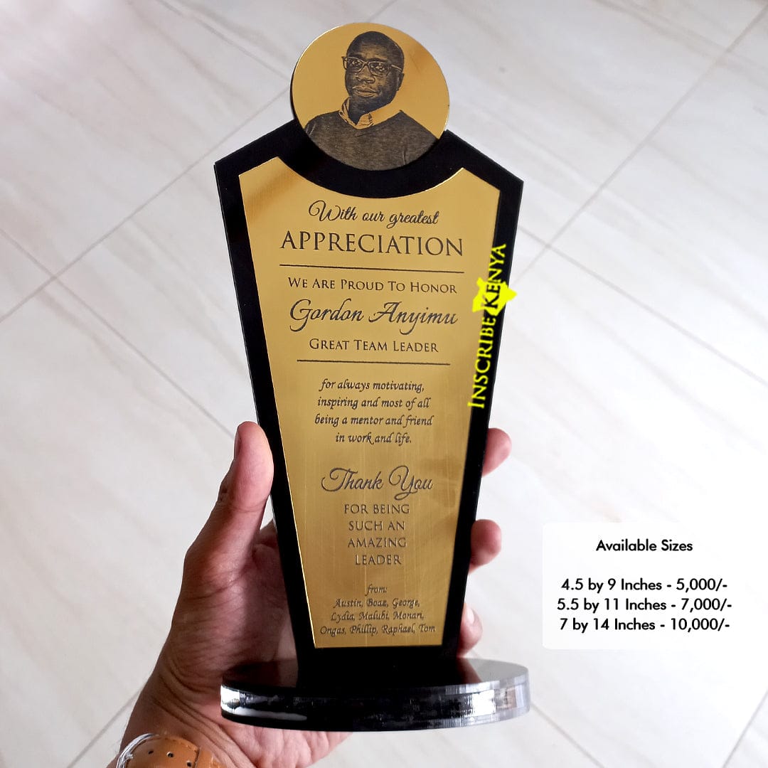 Acrylic Gold Round Top Picture Award/Tophy Plaque A038