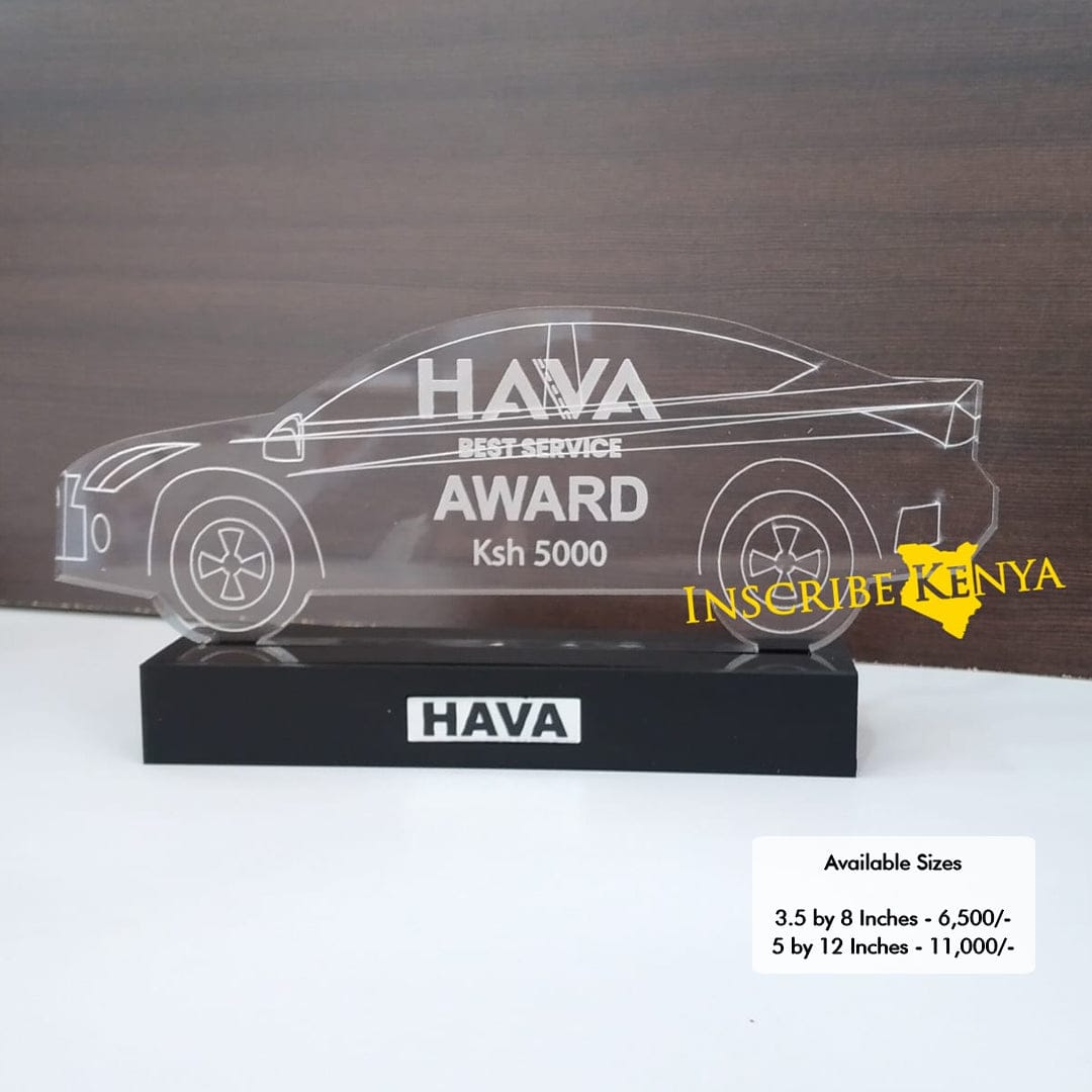 Saloon Car Vehicle Shaped Acrylic Award/Tophy Plaque A047
