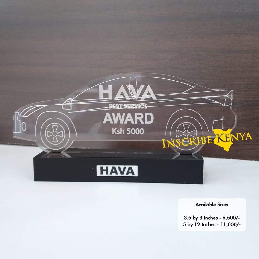 Saloon Car Vehicle Shaped Acrylic Award/Tophy Plaque A047