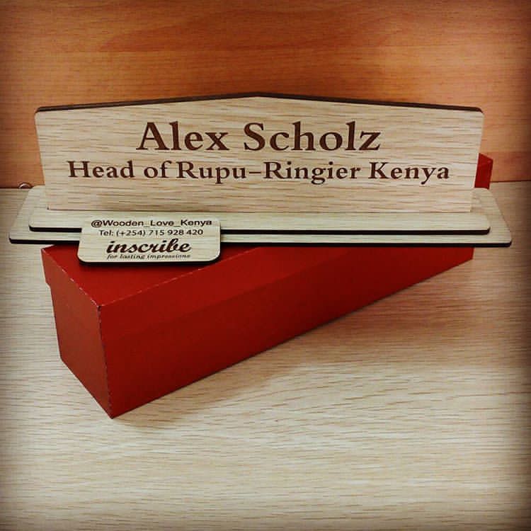 Wooden desk nameplate