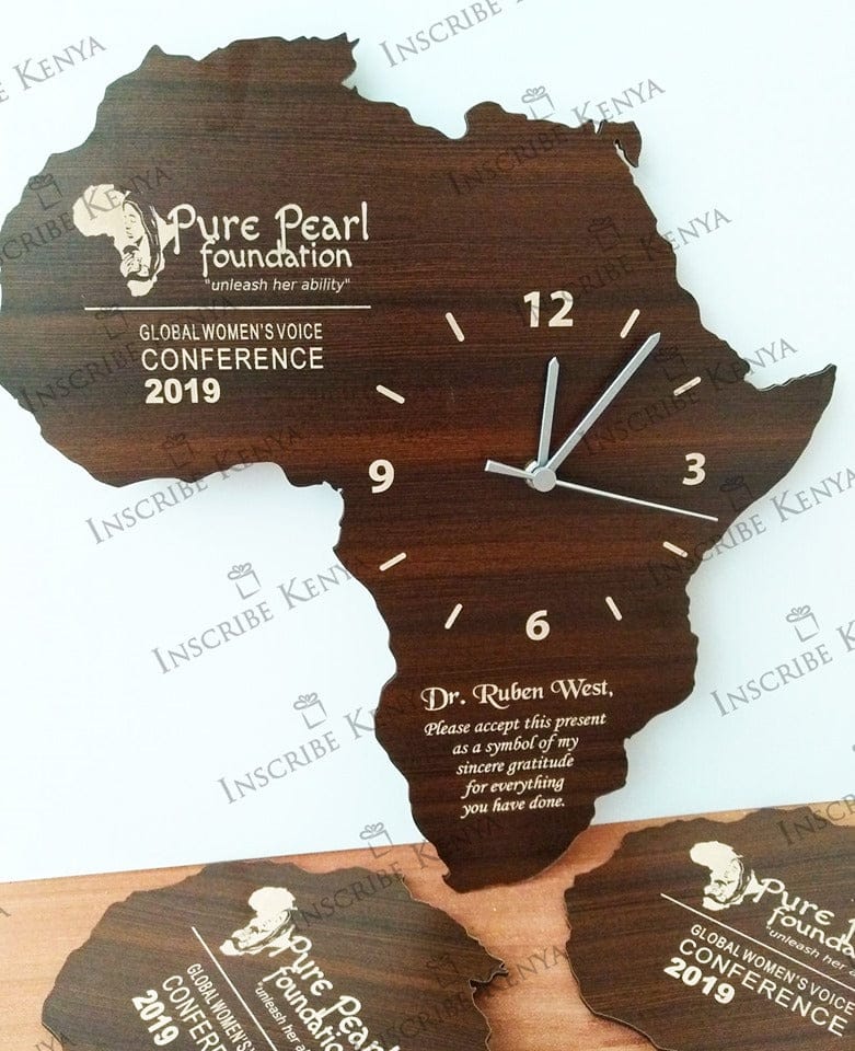Wooden Africa Wall Clock Dark