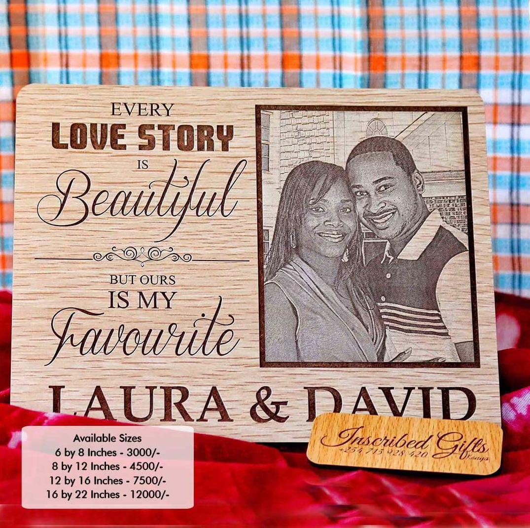 Wooden Lovestory Inscribed Photo Frame PF008