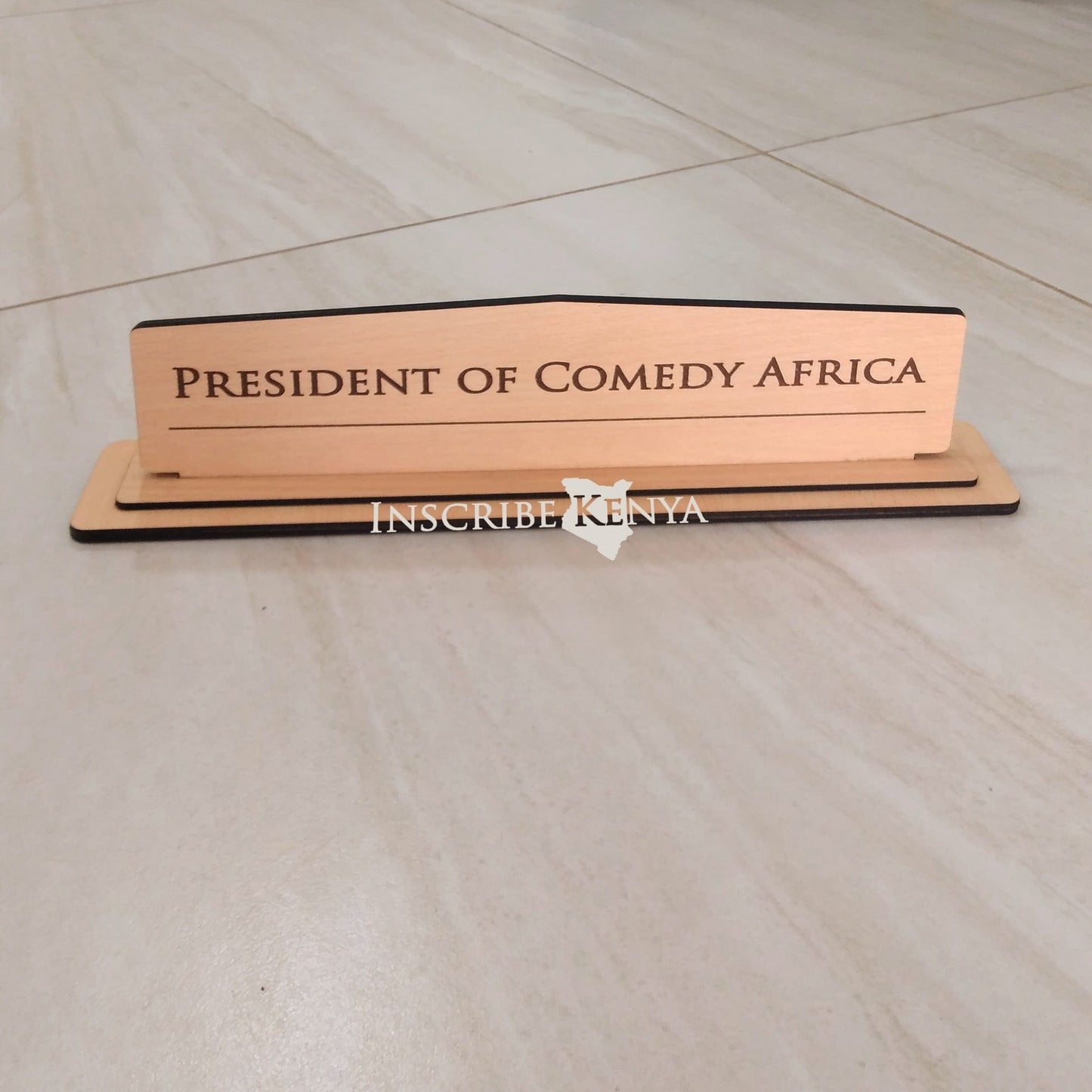 Wooden desk nameplate