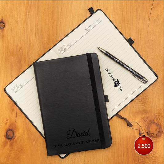 Personalized Black Notebook + Pen