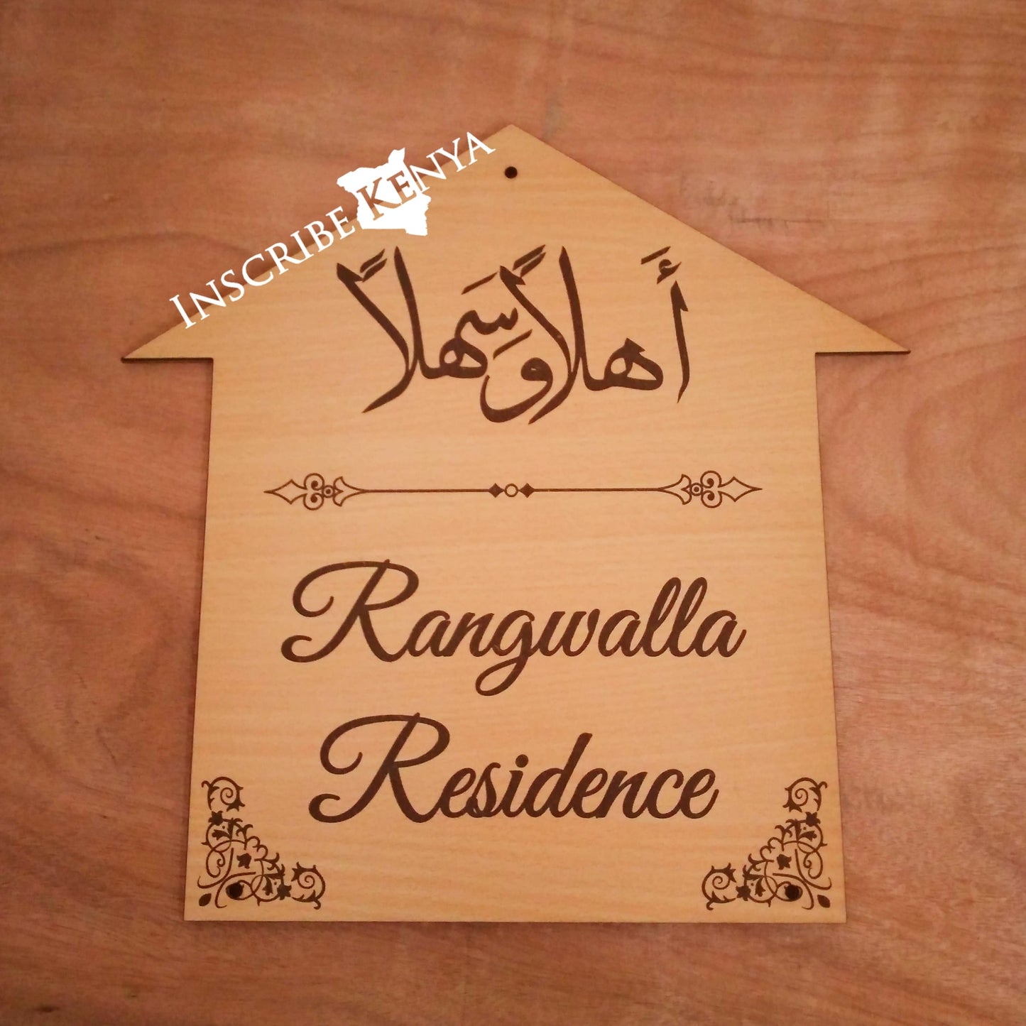 Wooden Plain House Shaped Residential Nameplate