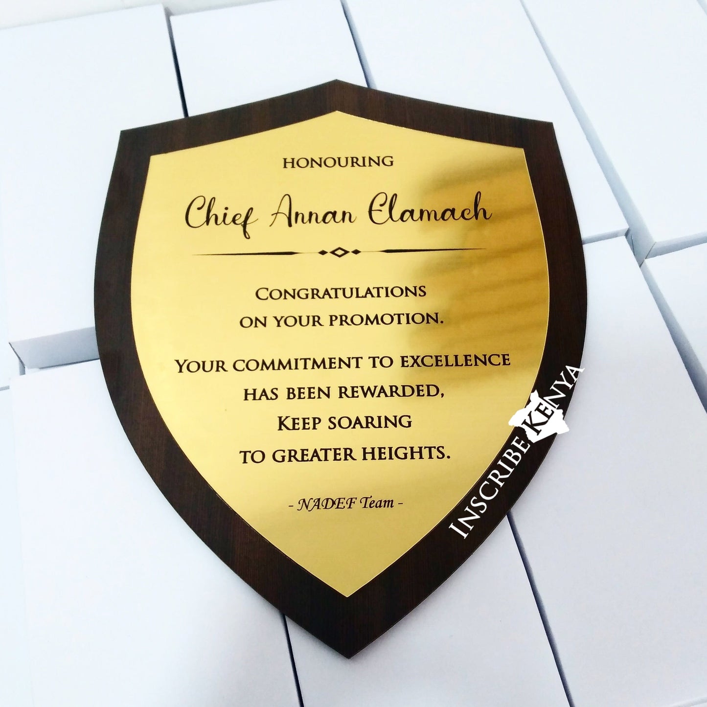 Acrylic Shield Inscribed Message Frame MF020