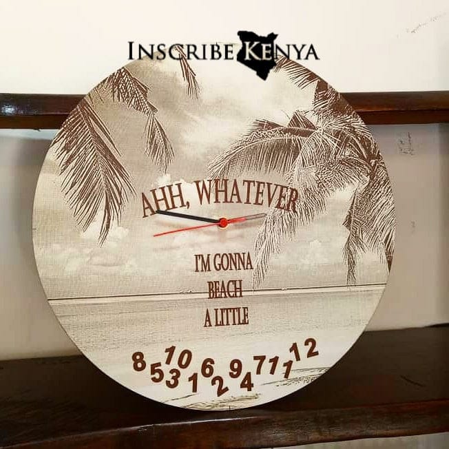 Wooden Beach White wall Clock