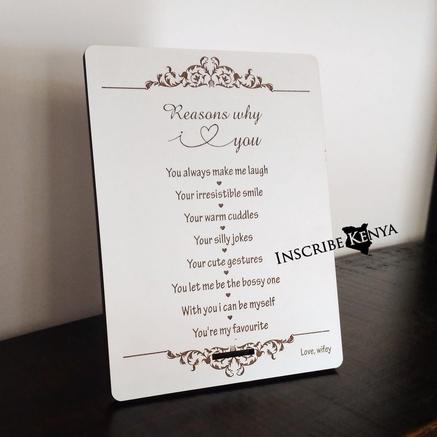 Sweet Wooden White Inscribed Reasons Plaque