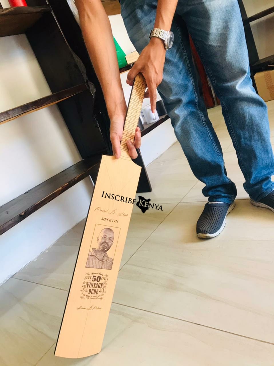Cricket Bat shaped wooden wall hang